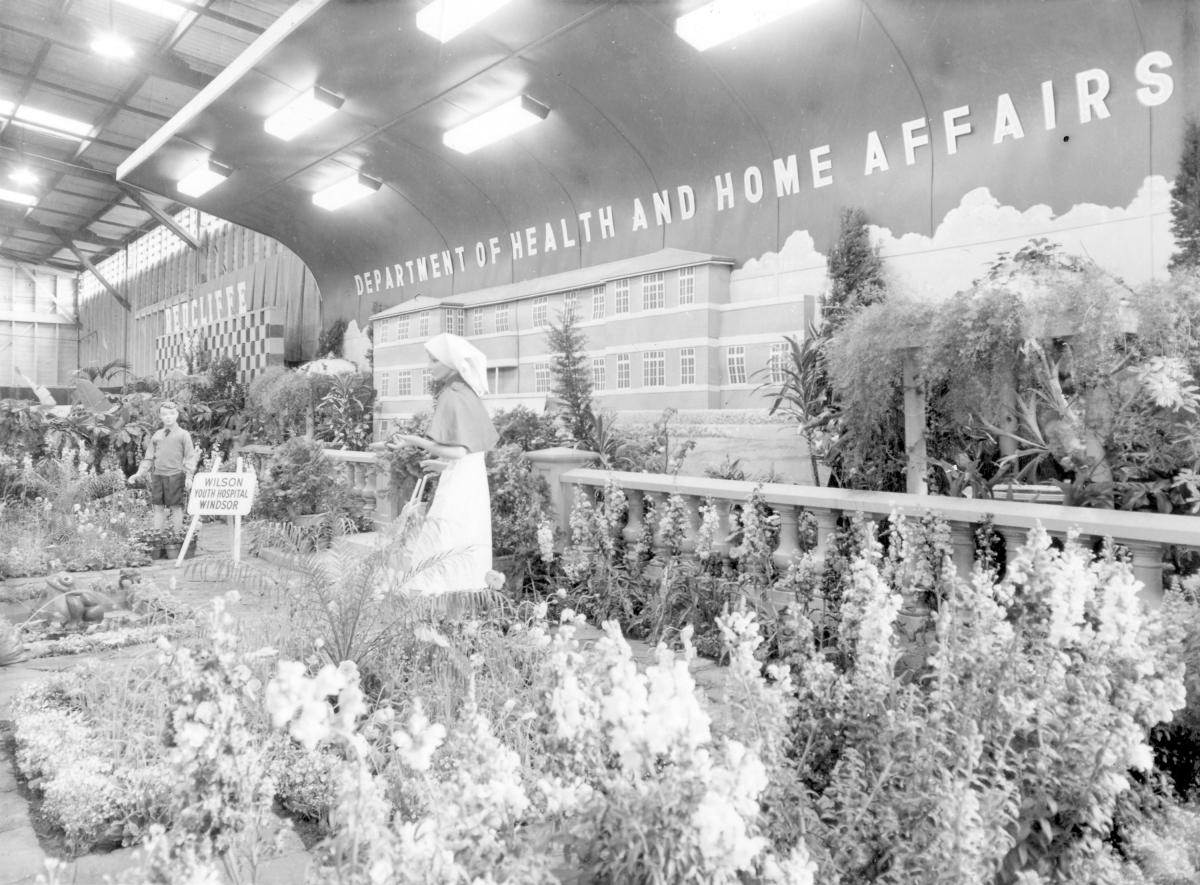 Department of Health and Home Affairs Display in Horticultural Pavilion at the Royal National Show, Brisbane, 17 August 1961, Bowen Hills