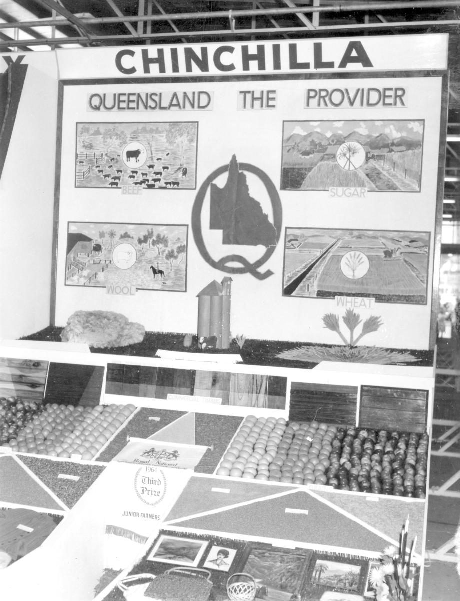 Chinchilla junior farmers exhibit at the Royal National Show, Brisbane, August 1964, Bowen Hills