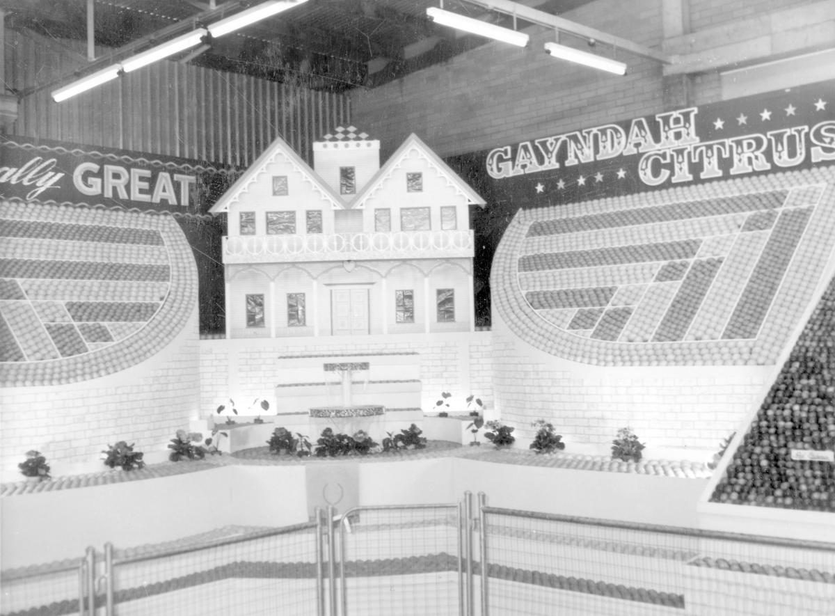 Gayndah Citrus exhibit at the Royal National Show, Brisbane, August 1966, Bowen Hills