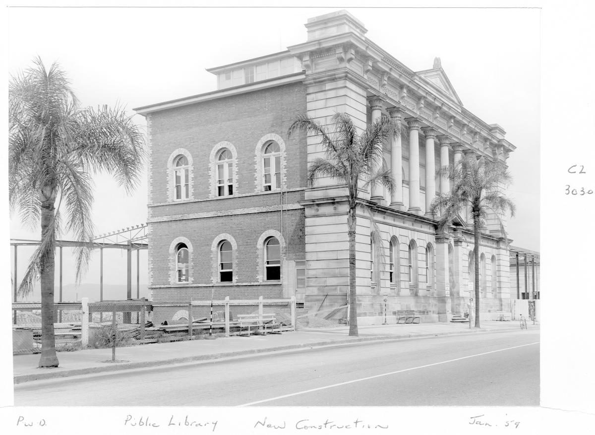 Construction of extensions to the State Library of Queensland on William St - Brisbane, 1959, Brisbane City