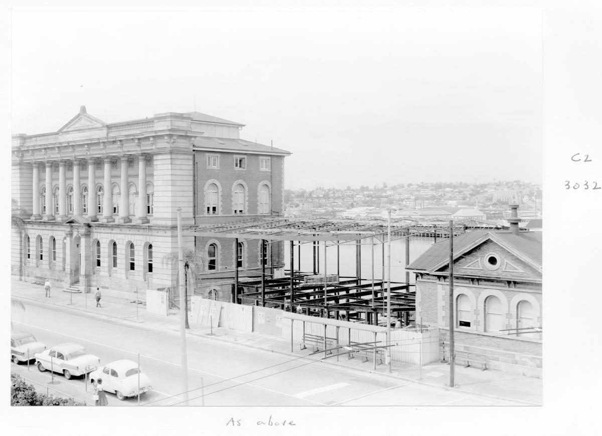 Construction of extensions to the State Library of Queensland on William St - Brisbane, 1959, Brisbane City