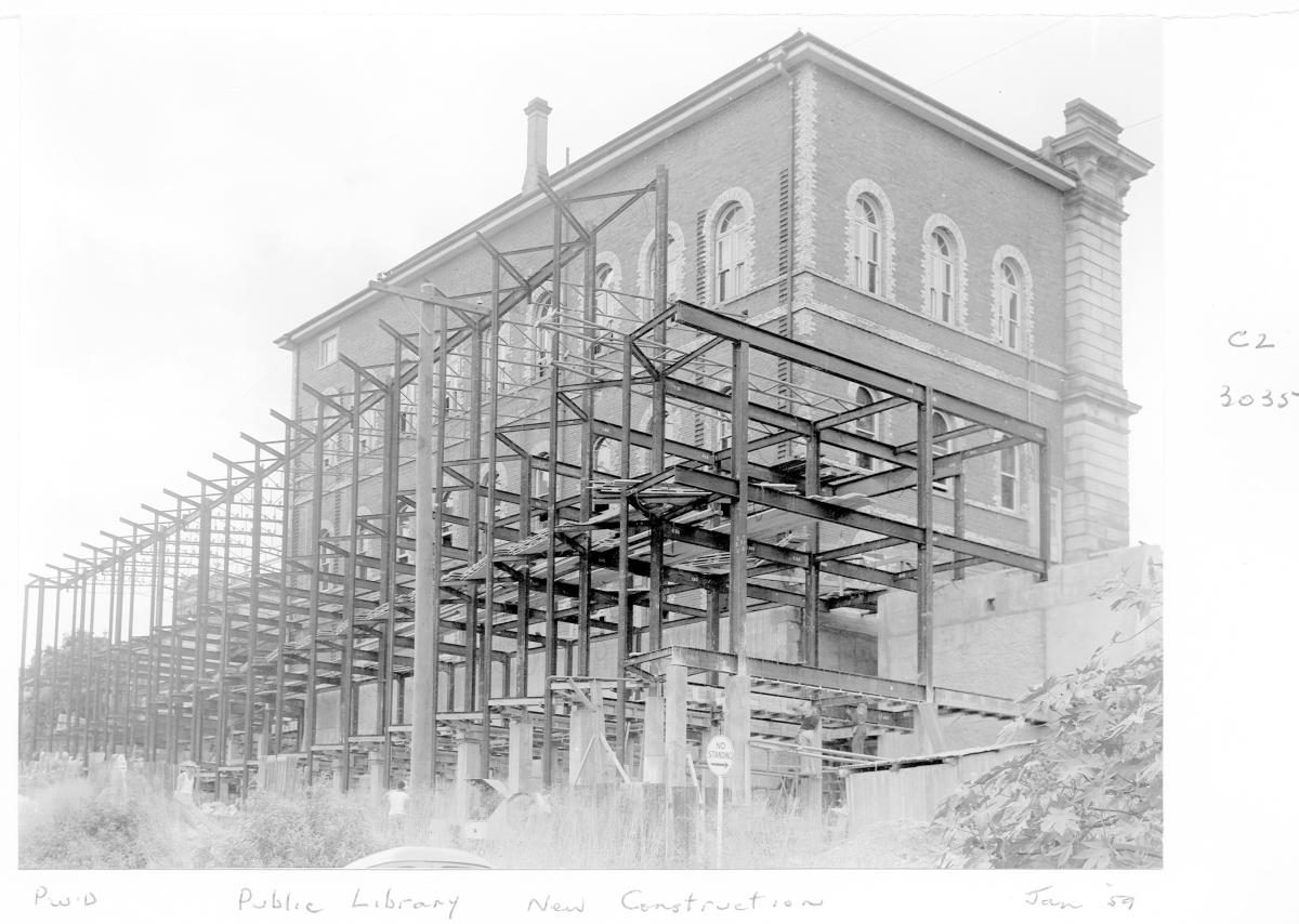 Construction of extensions to the State Library of Queensland on William St - Brisbane, 1959, Brisbane City