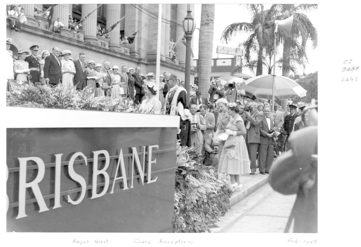 Civic reception for Her Majesty Queen Elizabeth The Queen Mother, Brisbane, February 1958