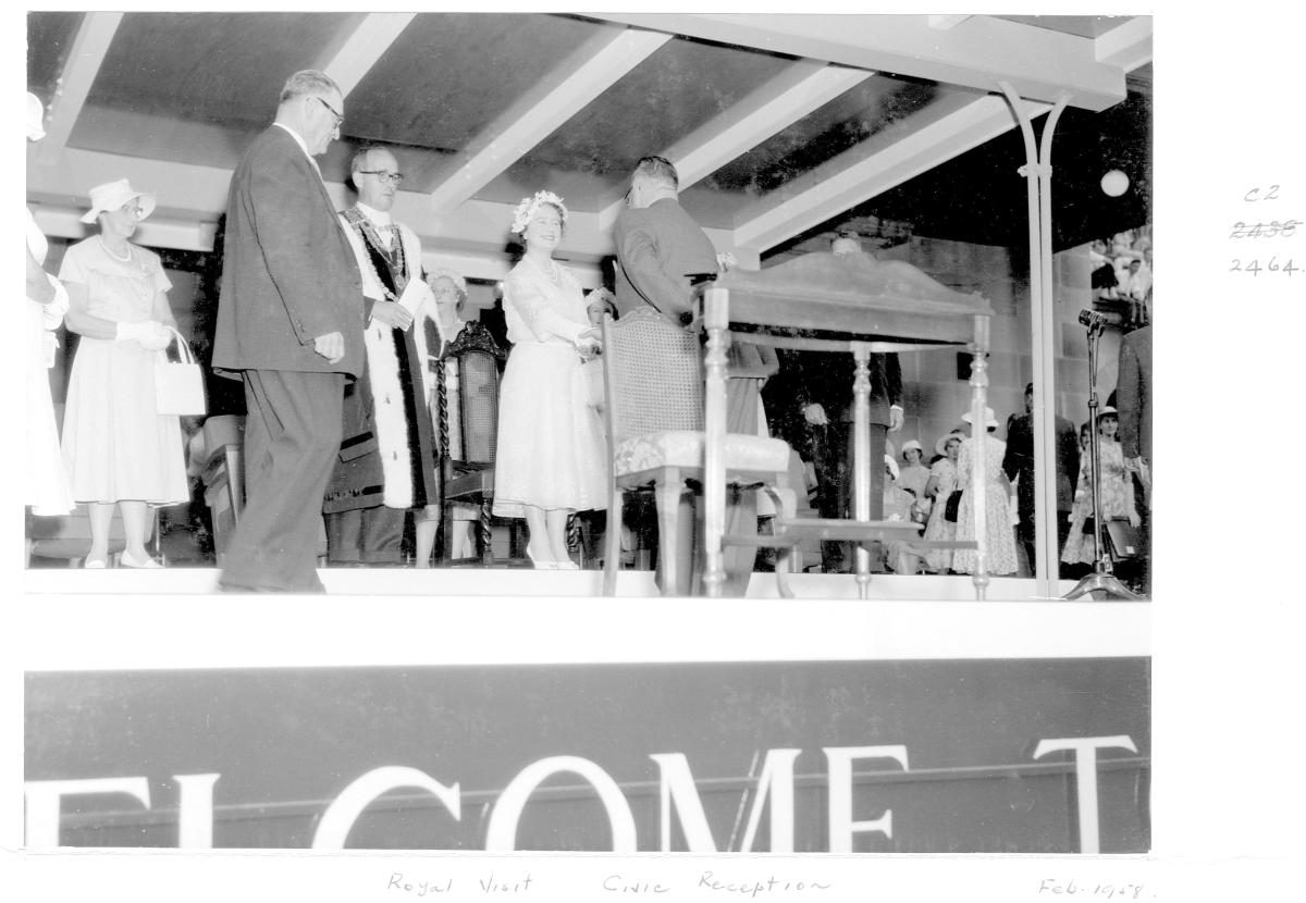 Civic reception for Her Majesty Queen Elizabeth The Queen Mother, Brisbane, February 1958