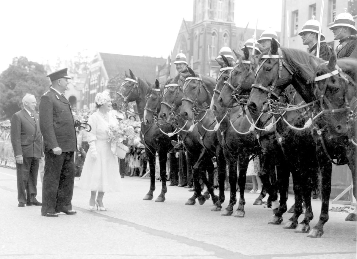Her Majesty Queen Elizabeth The Queen Mother at St John's Cathedral, Brisbane, February 1958, Brisbane City