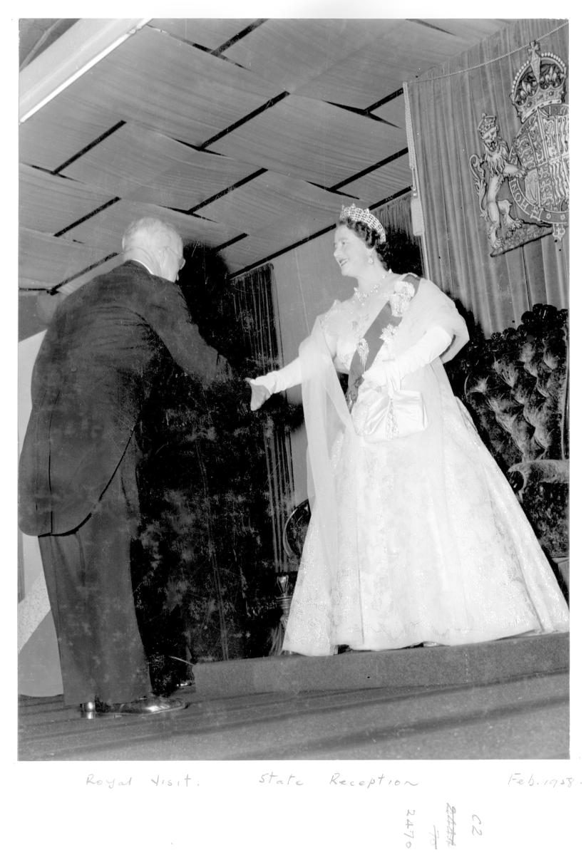 Her Majesty Queen Elizabeth The Queen Mother at state reception, Brisbane, February 1958