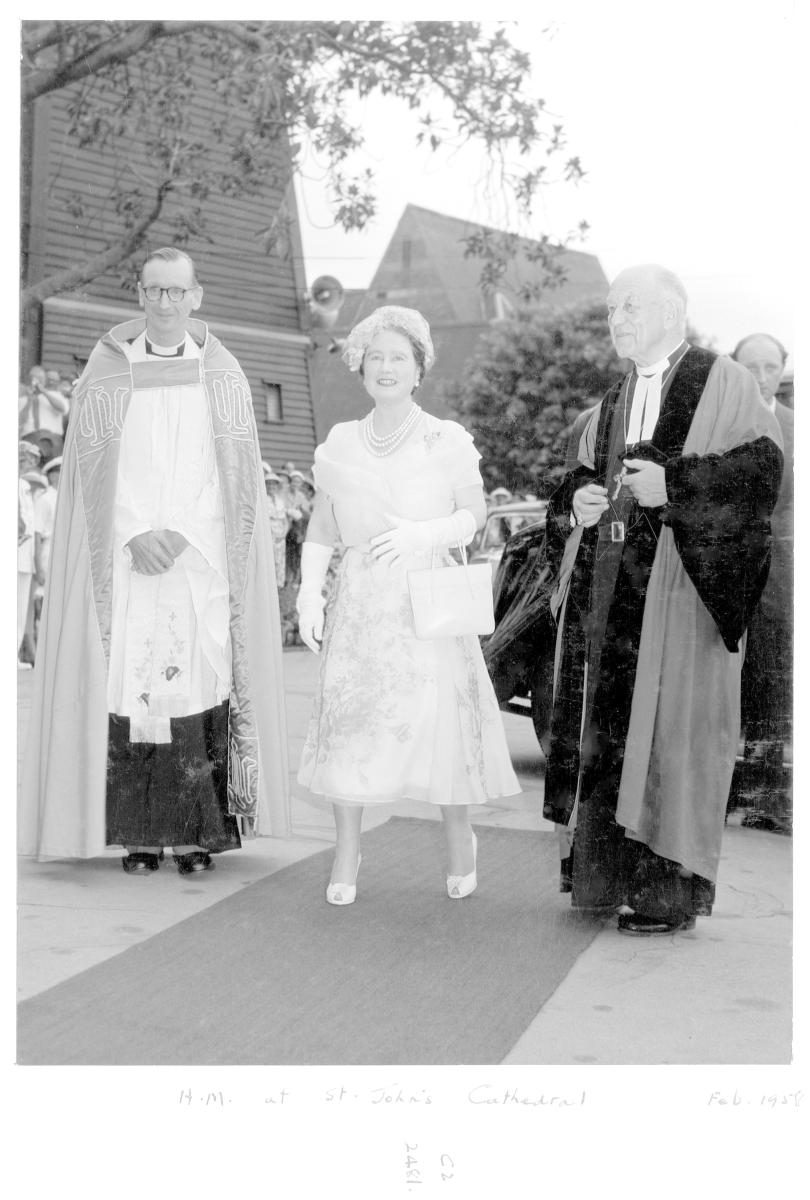 Her Majesty Queen Elizabeth The Queen Mother at St John's Cathedral, Brisbane, February 1958, Brisbane City