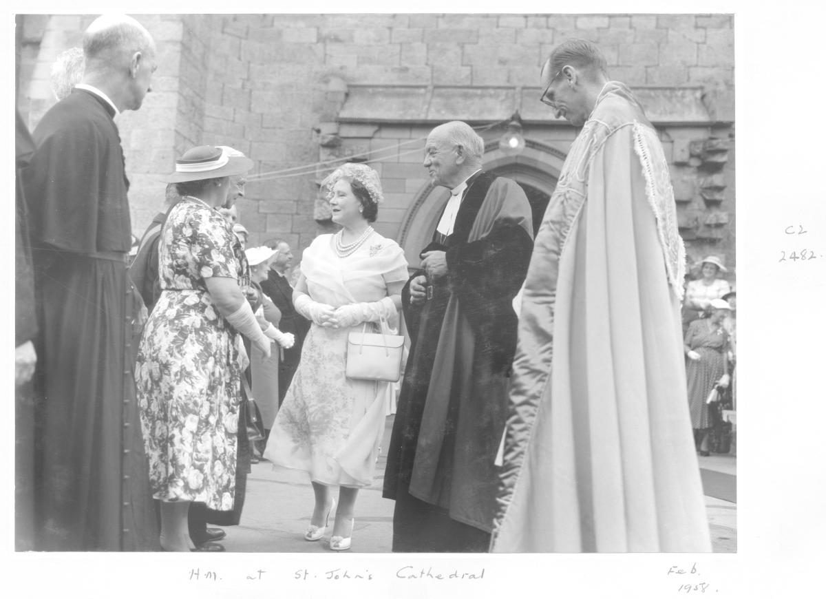 Her Majesty Queen Elizabeth The Queen Mother at St John's Cathedral, Brisbane, February 1958