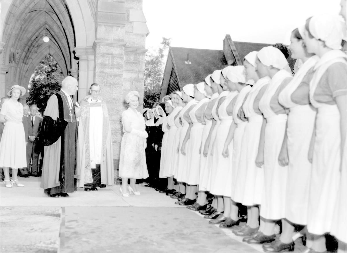 Her Majesty Queen Elizabeth The Queen Mother at St John's Cathedral, Brisbane, February 1958, Brisbane City