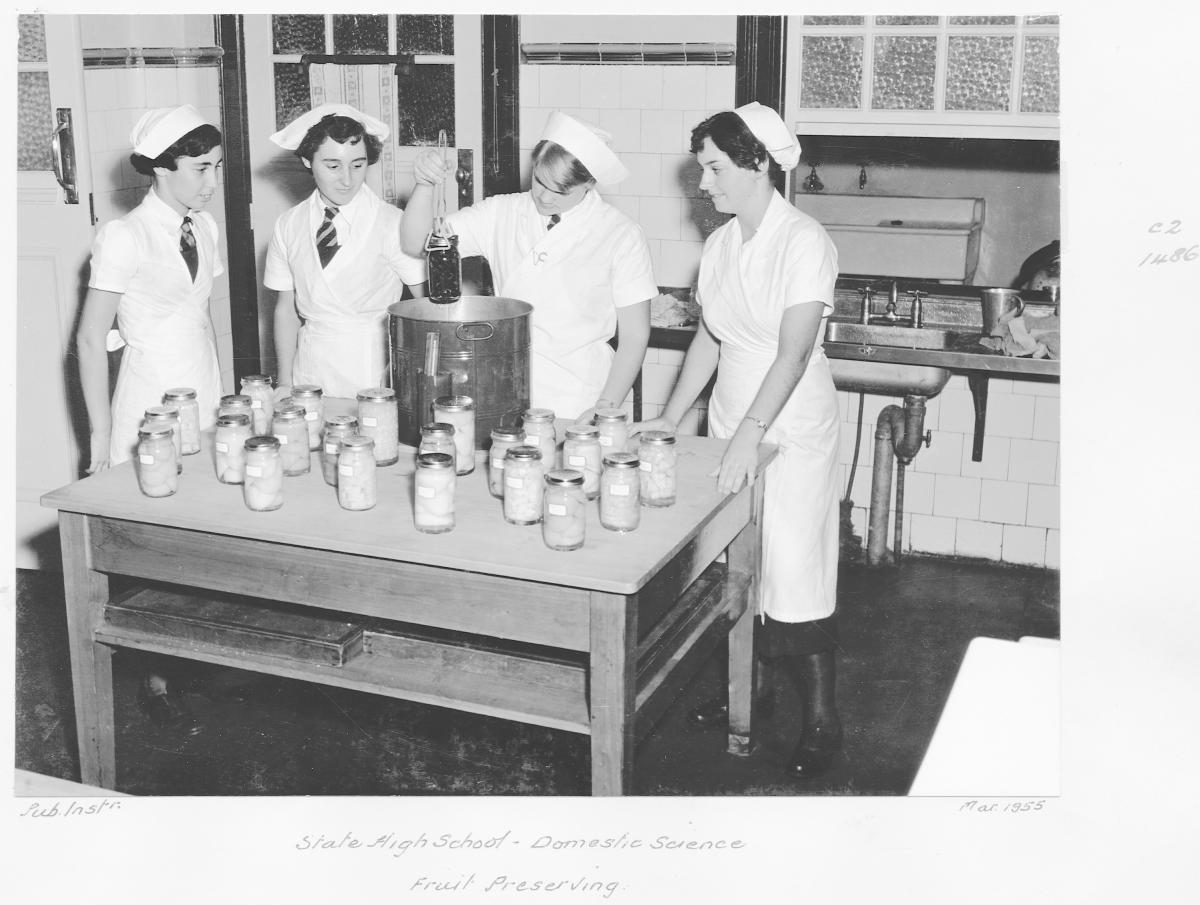 State High School, Domestic Science, Fruit Preserving - Brisbane, March 1955