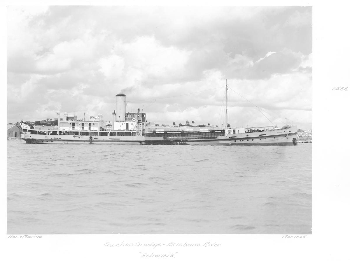 Suction dredge "Echeneis", Brisbane River - March 1955