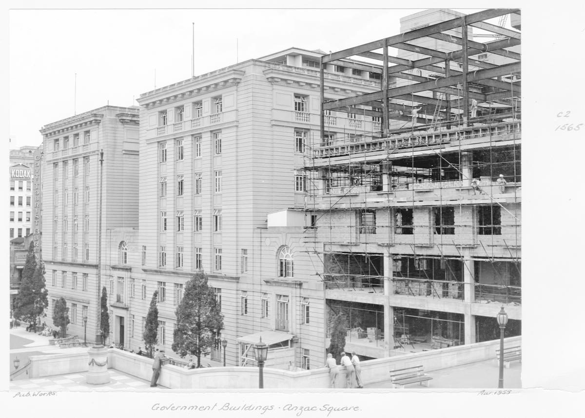 Government buildings, ANZAC Square - Brisbane, March 1955, Brisbane City