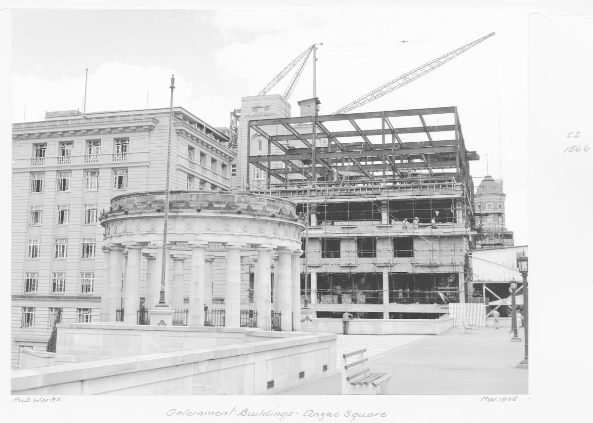 Government buildings, ANZAC Square - Brisbane, March 1955, Brisbane City