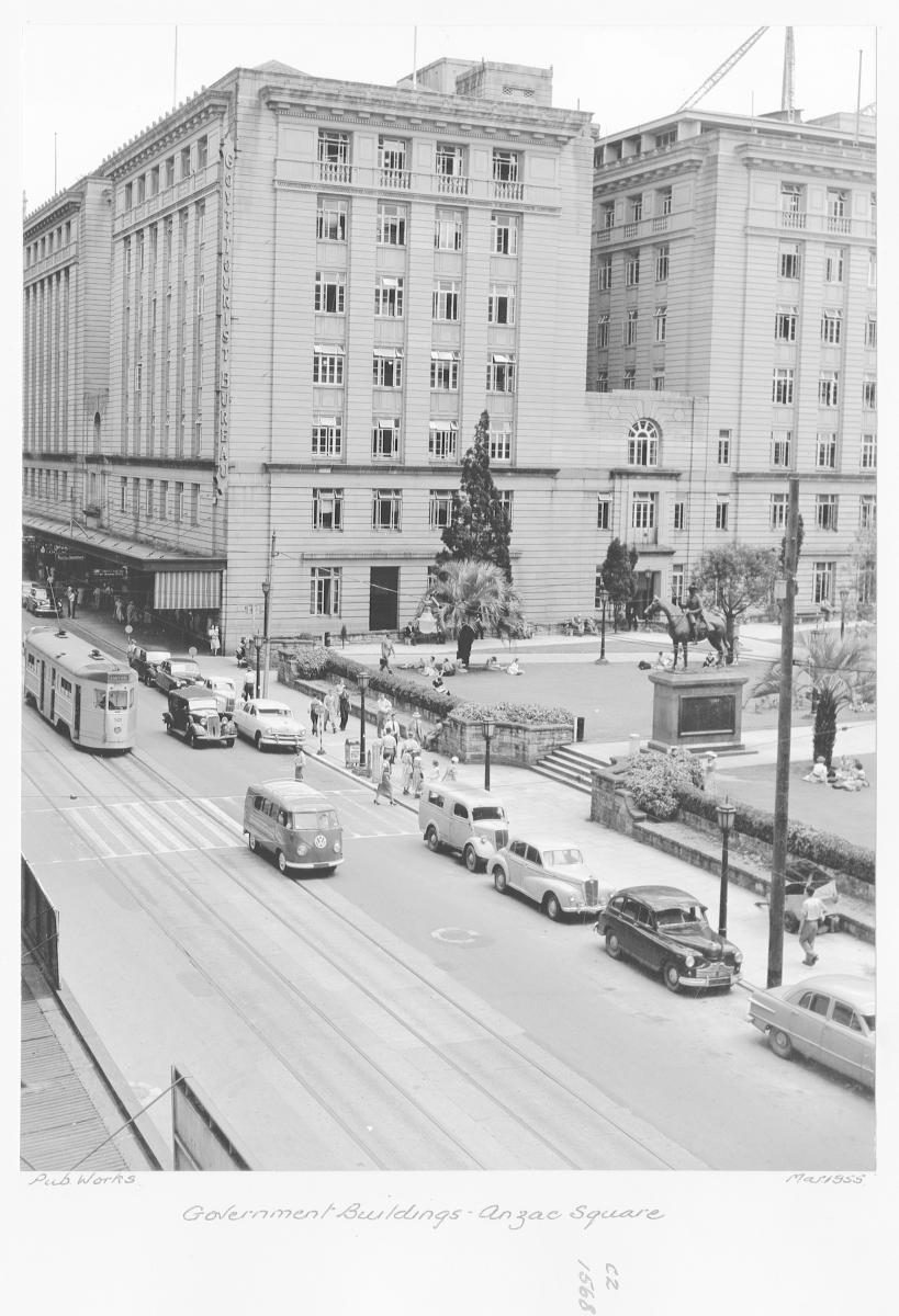Government buildings, ANZAC Square - Brisbane, March 1955, Brisbane City