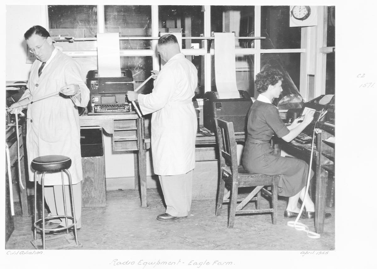 Civil Aviation radio equipment workshop, Eagle Farm - Brisbane, April 1955