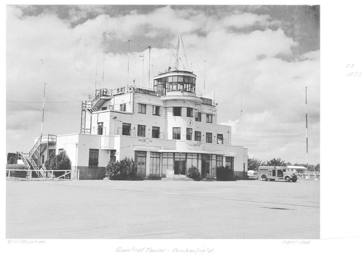 Civil Aviation control tower, Archerfield - Brisbane, April 1955