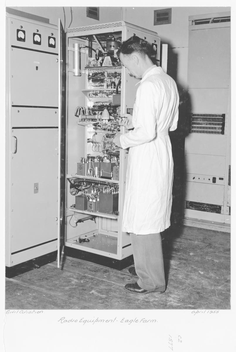 Civil Aviation radio equipment, Eagle Farm - Brisbane, April 1955