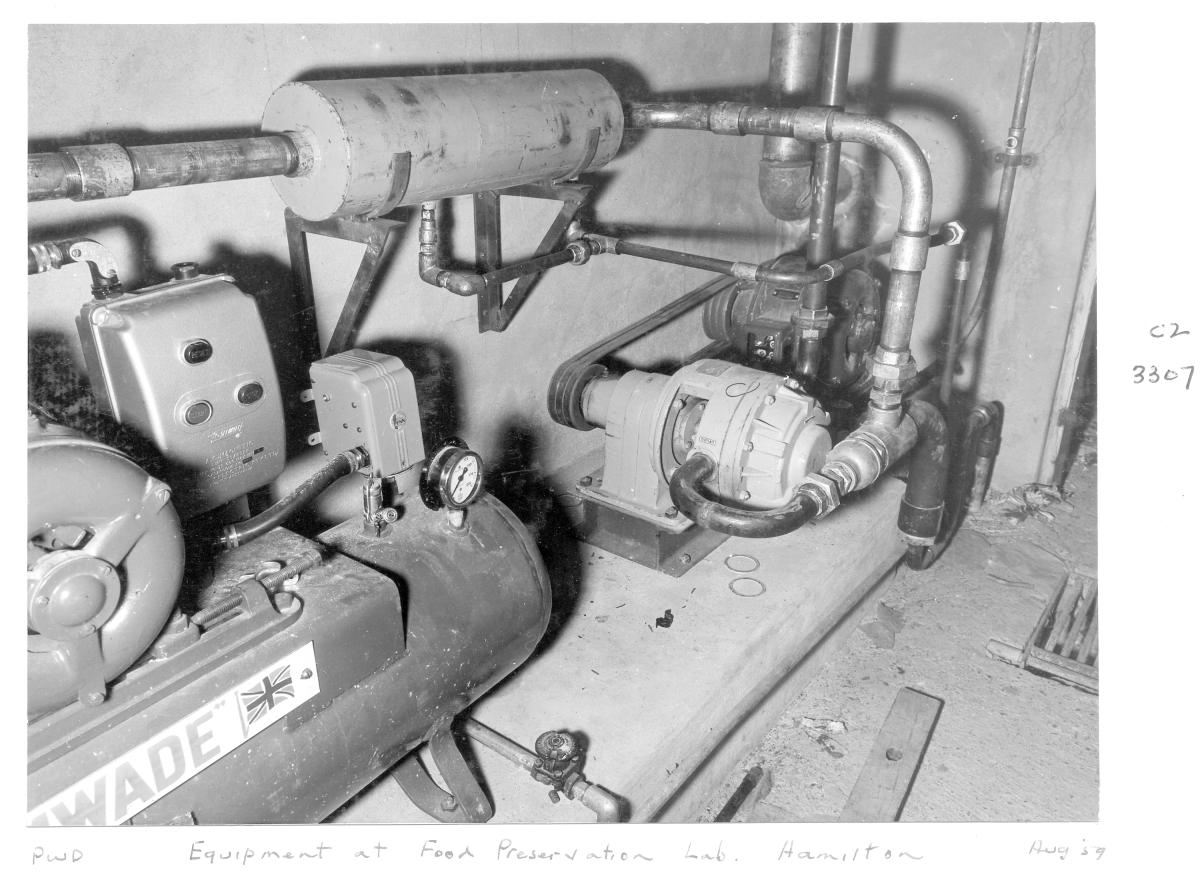 Equipment at food preservation laboratory, Hamilton - Brisbane, August 1959