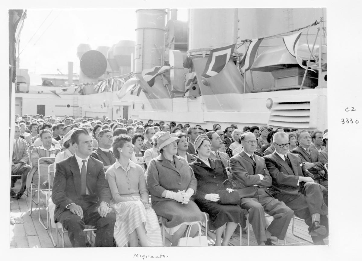 1959 Centenary celebrations - Migrant ship "Orion" passengers - Brisbane, August 1959