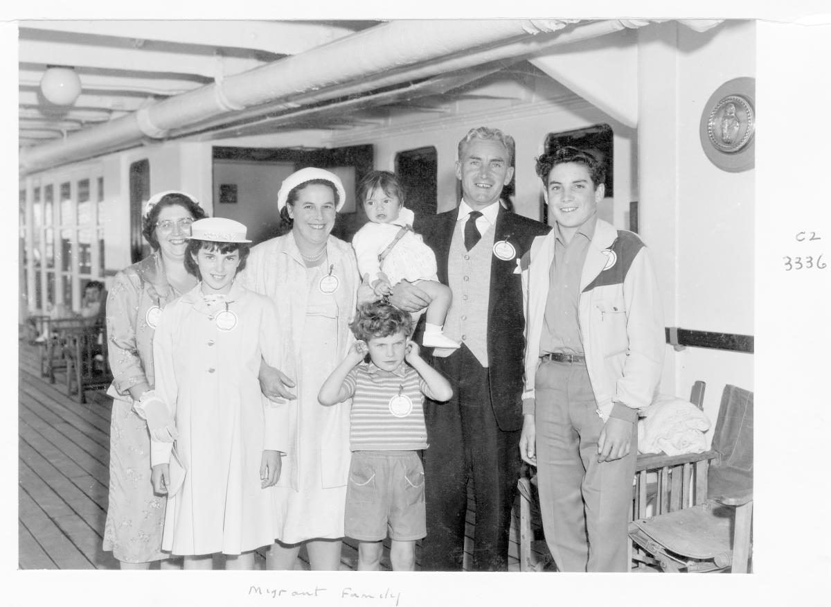1959 Centenary celebrations - Migrant ship "Orion", migrant family - Brisbane, August 1959