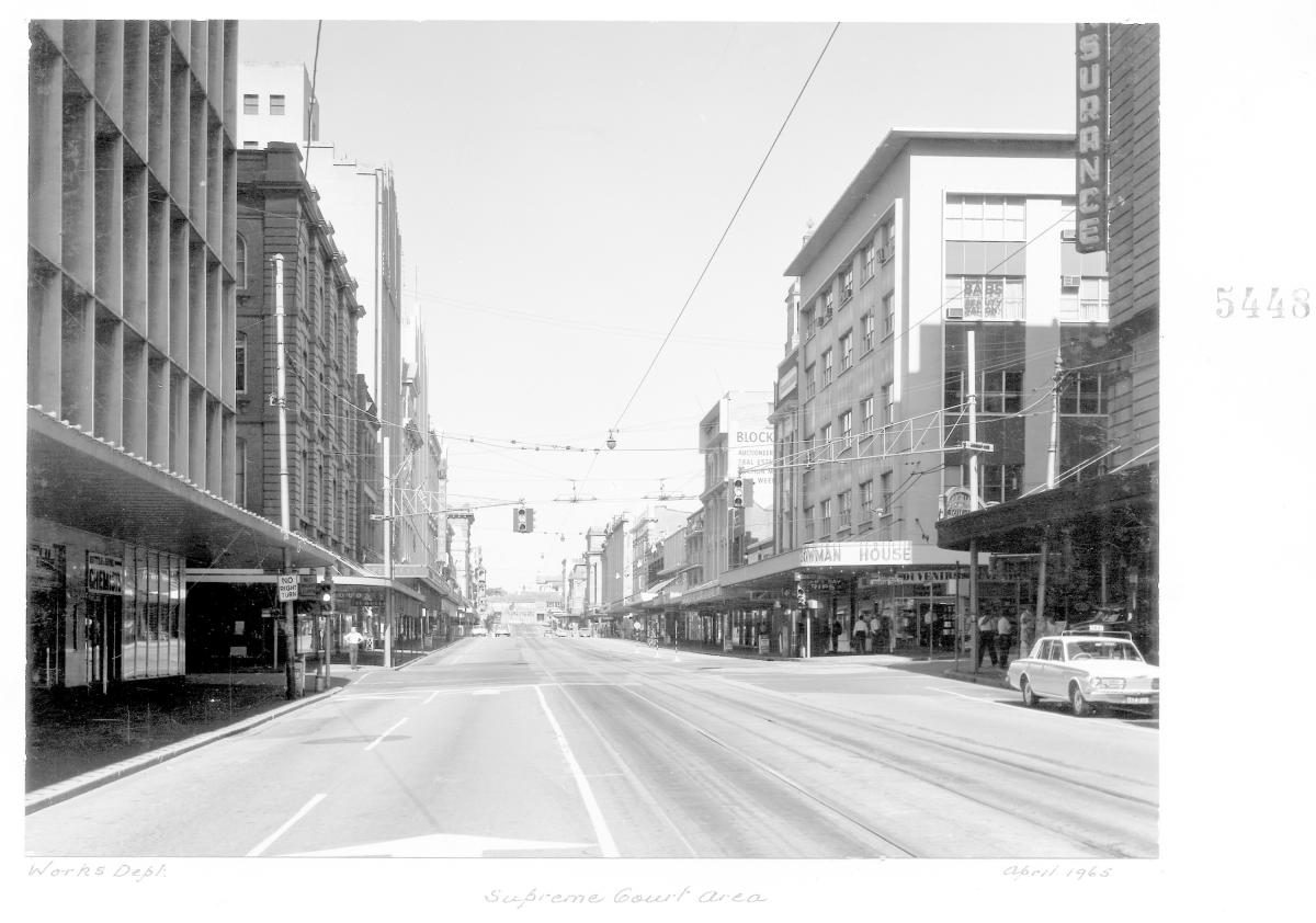Supreme Court area, George Street, Brisbane, April 1965, Brisbane City
