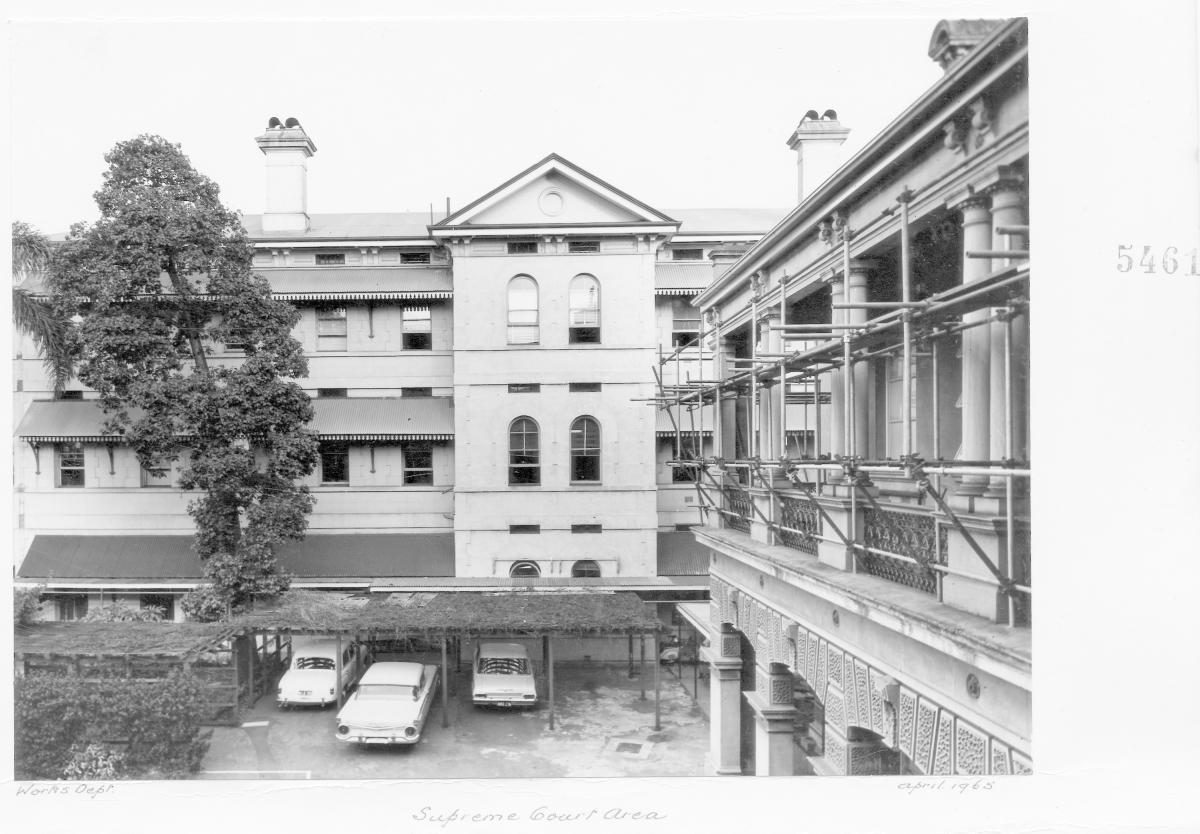 Supreme Court area, Court House, Brisbane, April 1965, Brisbane City