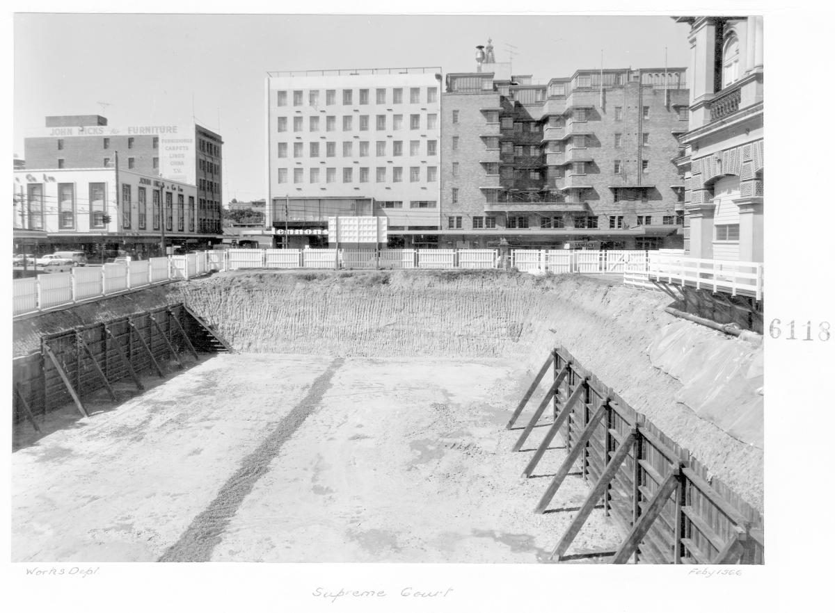 Supreme Court building under construction, Brisbane, February 1966, Brisbane City