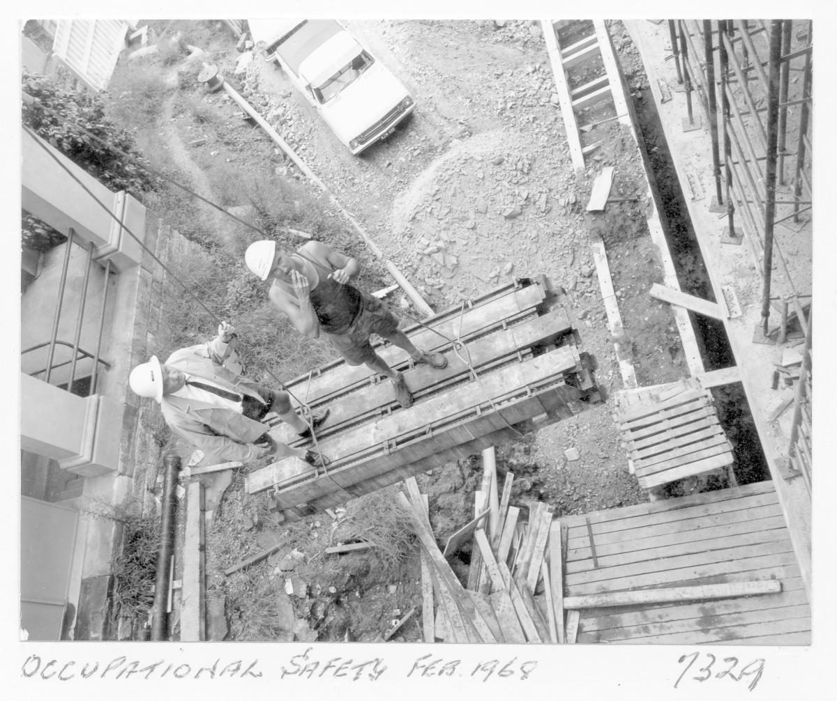 Occupational safety, Law Courts building, Brisbane, February 1968, Brisbane City
