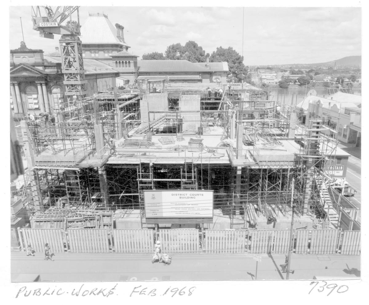 Law Courts building under construction, Brisbane, February 1968, Brisbane City