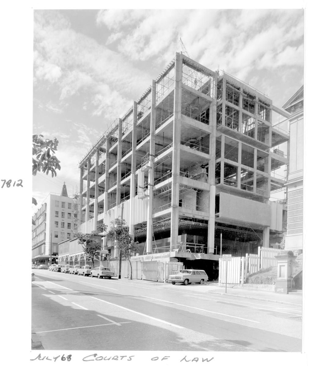 Law Courts building under construction, Brisbane, July 1968, Brisbane City