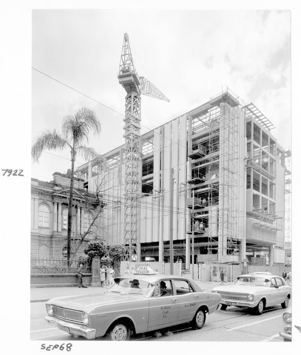 Law Courts building under construction, Brisbane, September 1968
