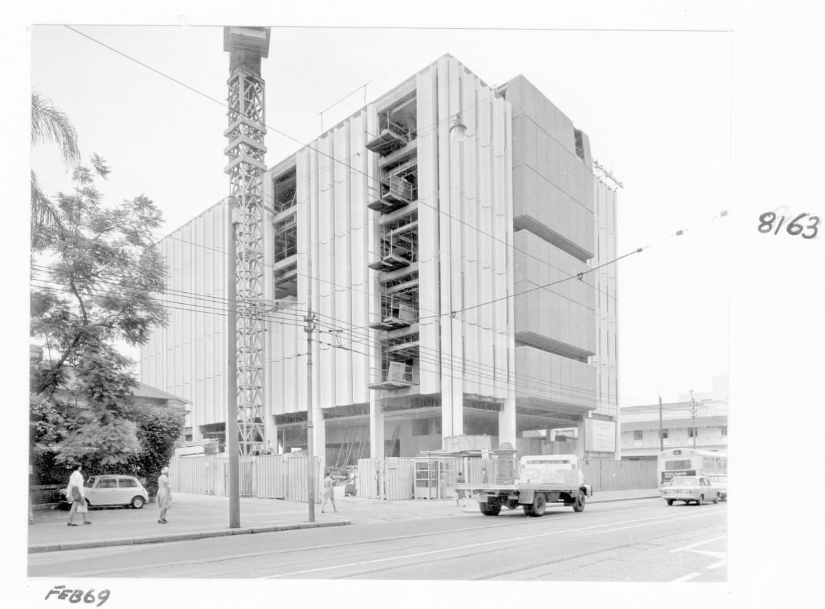 Law Courts building under construction, Brisbane, February 1969, Brisbane City