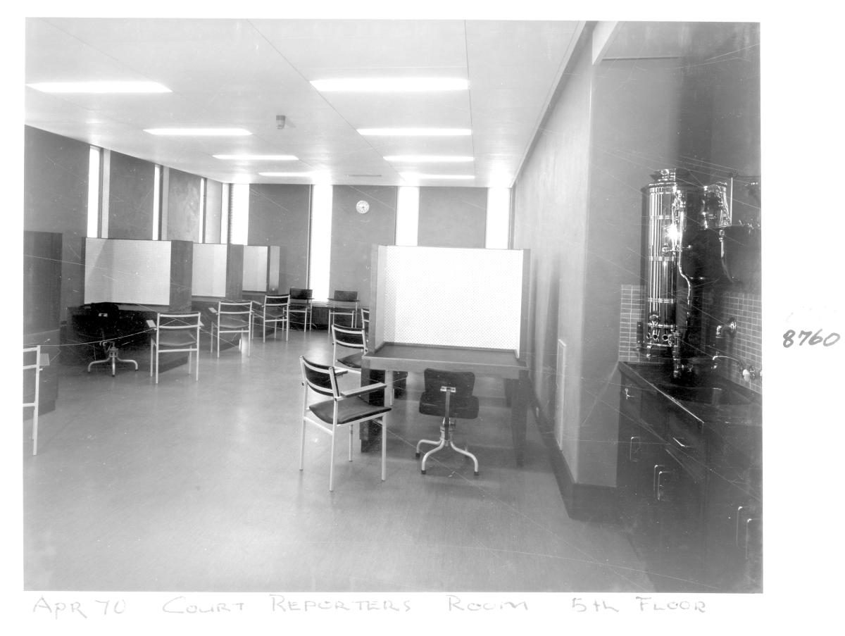Court Reporters Room, fifth floor, George Street, Brisbane, April 1970, Brisbane City