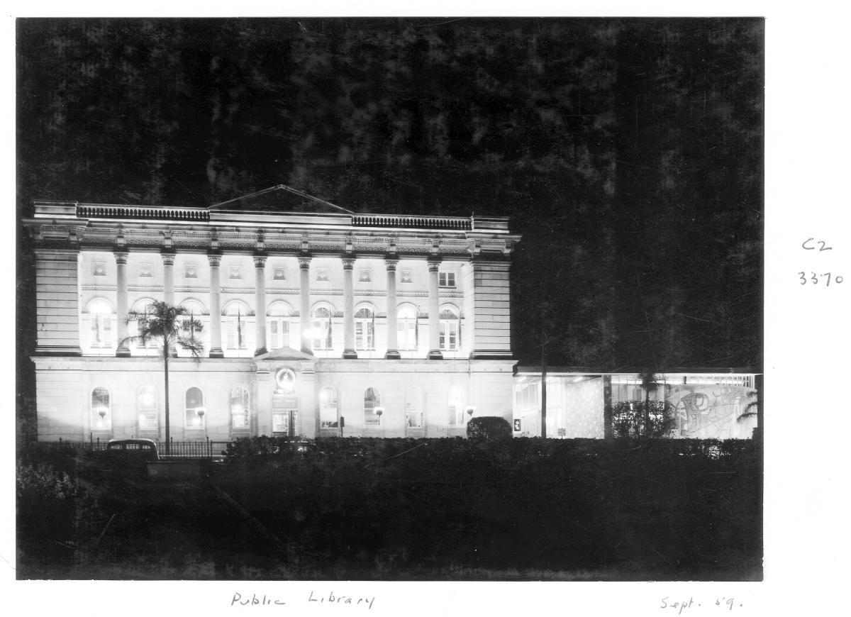State Library of Queensland by night, William St - Brisbane, September 1959, Brisbane City