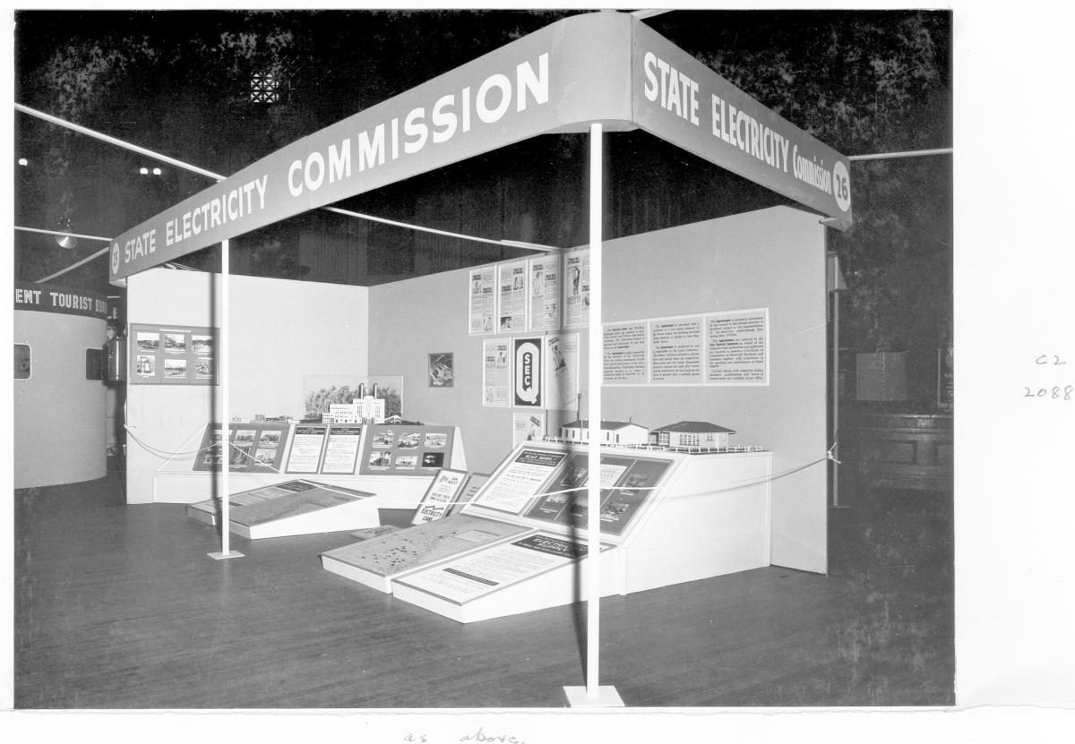 State Electricity Commission display at the "Presenting Queensland" exhibition at City Hall - Brisbane, May 1956, Brisbane City