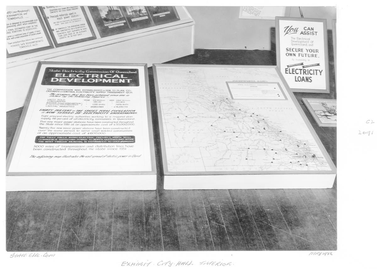 State Electricity Commission display at the "Presenting Queensland" exhibition at City Hall, electrical development - Brisbane, May 1956, Brisbane City