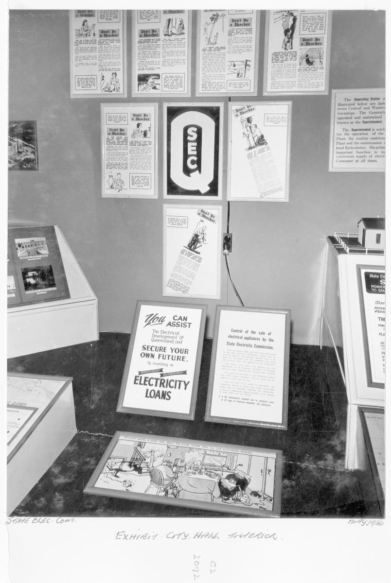 State Electricity Commission display at the 1956 "Presenting Queensland" exhibition at City Hall, electricity loans - Brisbane, May 1956, Brisbane City