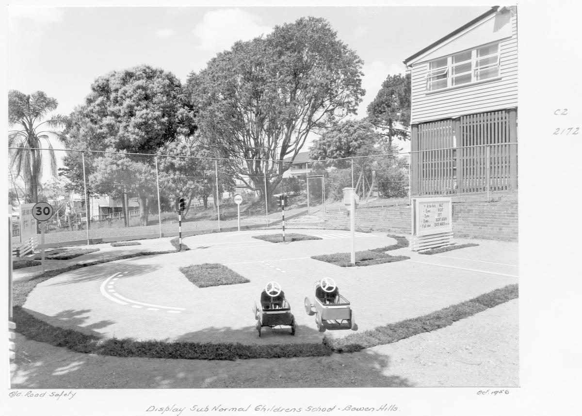 Road Safety display at the Sub-normal Childrens' School, Bowen Hills - Brisbane, October 1956
