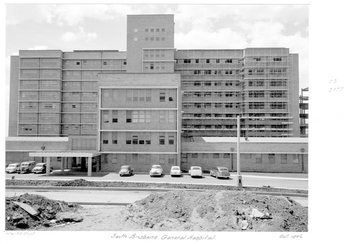 Construction of the South Brisbane General Hospital - Brisbane, October 1956