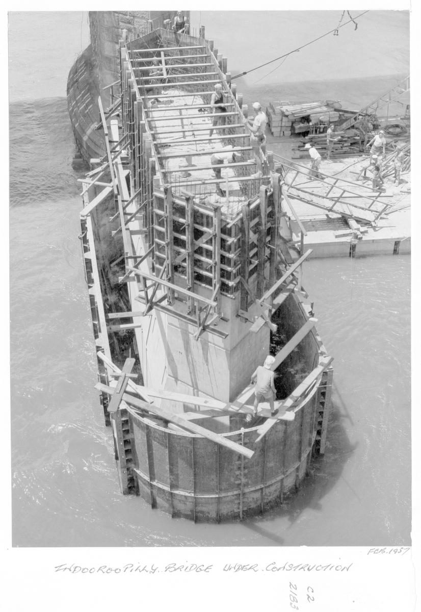 Indooroopilly Bridge under construction - Brisbane, February 1957