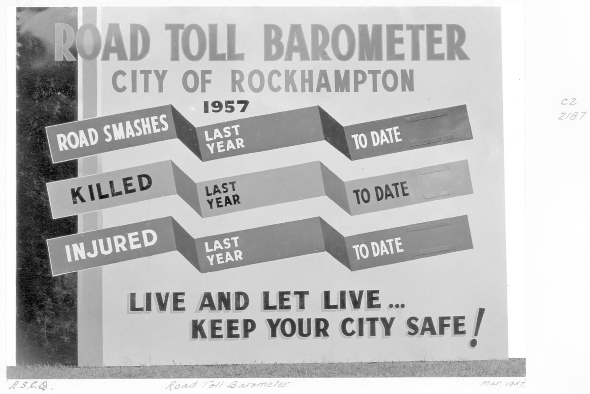 Rockhampton Road toll barometer - Brisbane, March 1957