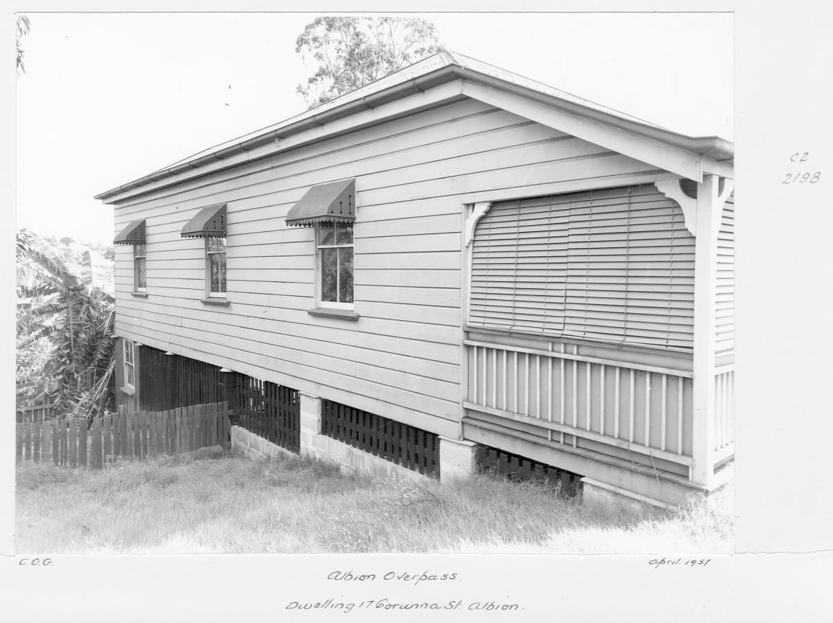 House at 17 Corunna St, Albion during the construction of the Albion overpass - Brisbane, March 1960