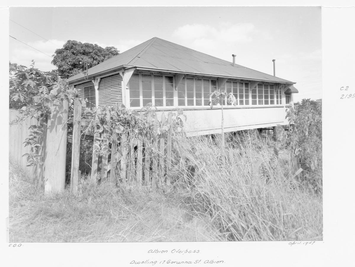 House at 17 Corunna St, Albion during the construction of the Albion overpass - Brisbane, March 1960