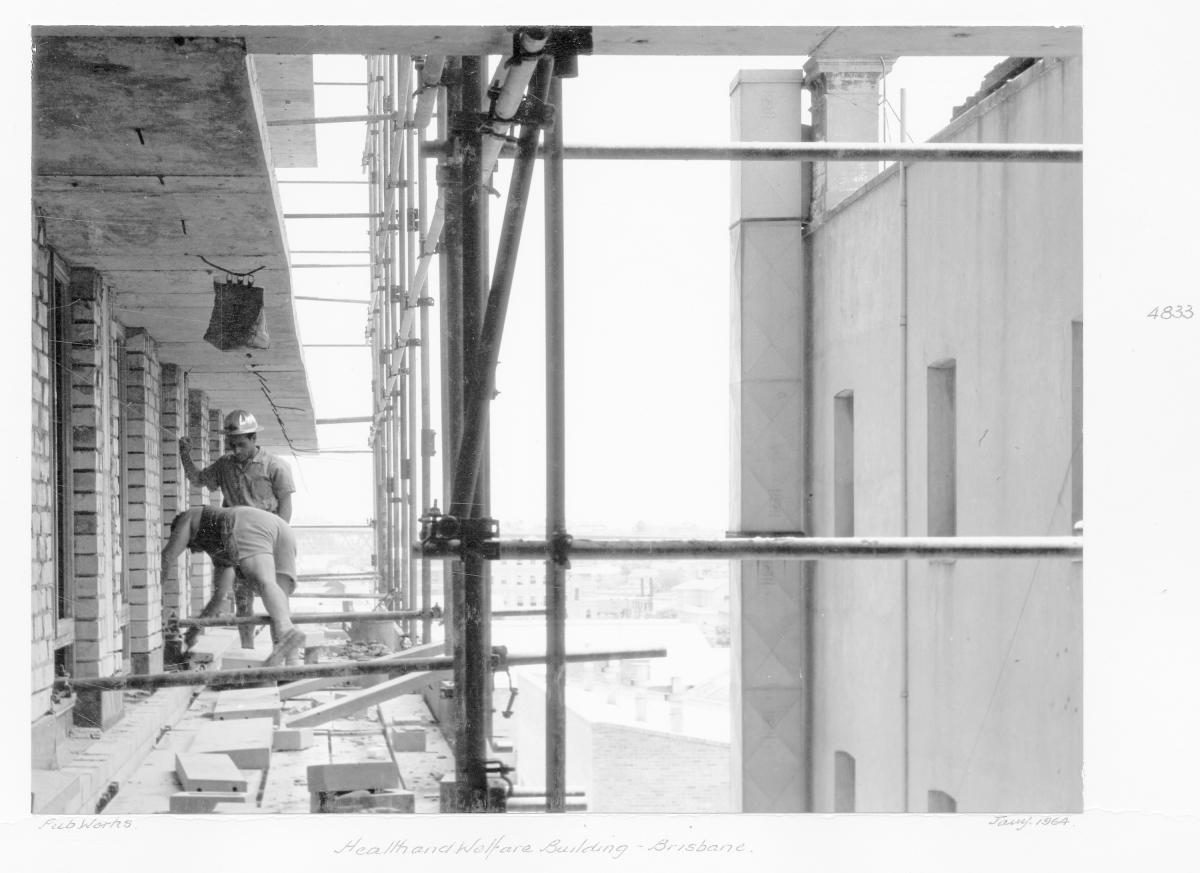 Health and Welfare building under construction, Brisbane, January 1964