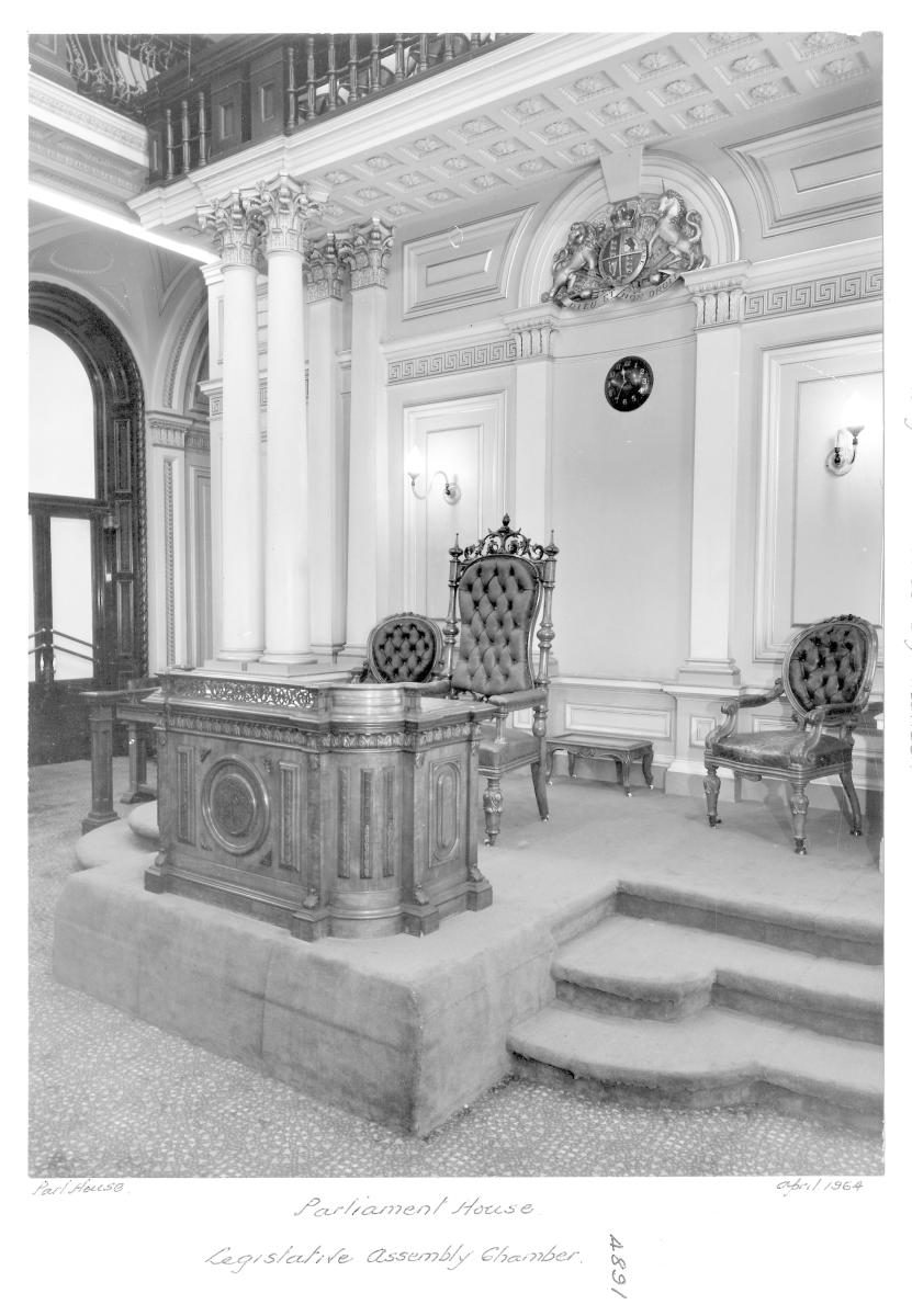 Legislative Assembly Chamber, Parliament House, Brisbane, April 1964, Brisbane City