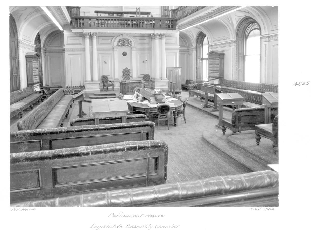 Legislative Assembly Chamber, Parliament House, Brisbane, April 1964, Brisbane City