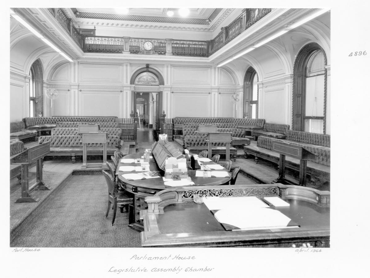 Legislative Assembly Chamber, Parliament House, Brisbane, April 1964, Brisbane City