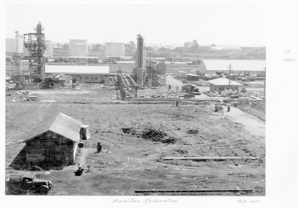 Hamilton reclamation, Caltex Oil Refinery, Lytton - Brisbane, August 1955