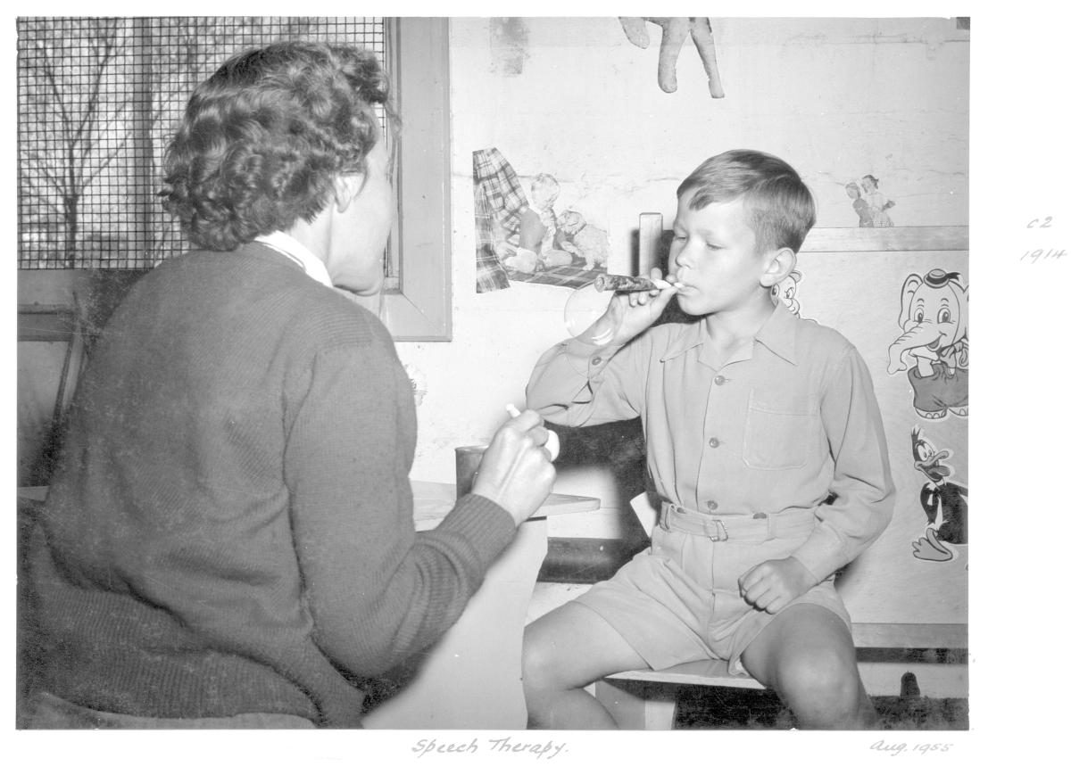 Child speech therapy session - Brisbane, August 1955