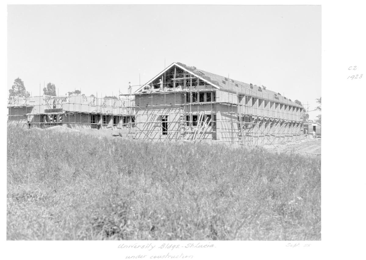 University of Queensland building under construction at St Lucia - Brisbane, September 1955